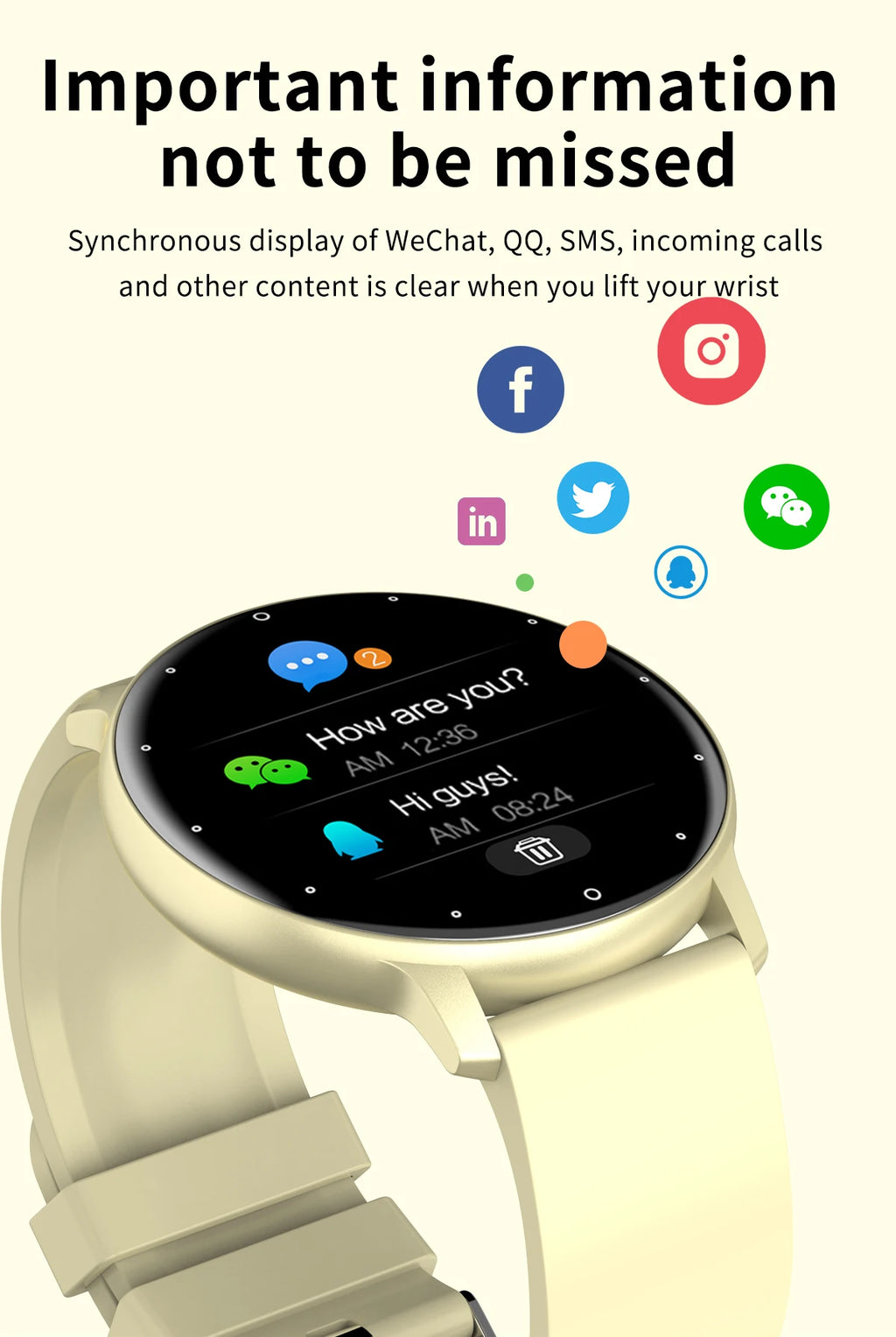 Montre Connectée Unisexe — Écran Tactile, Suivi Santé, Étanche IP67, Notifications