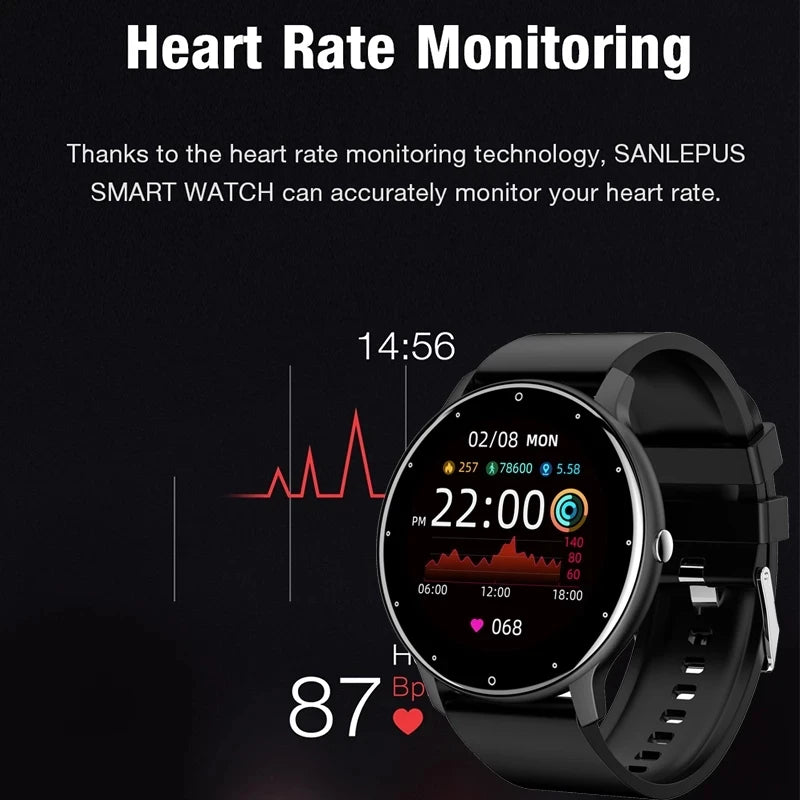 Montre Connectée Unisexe — Écran Tactile, Suivi Santé, Étanche IP67, Notifications