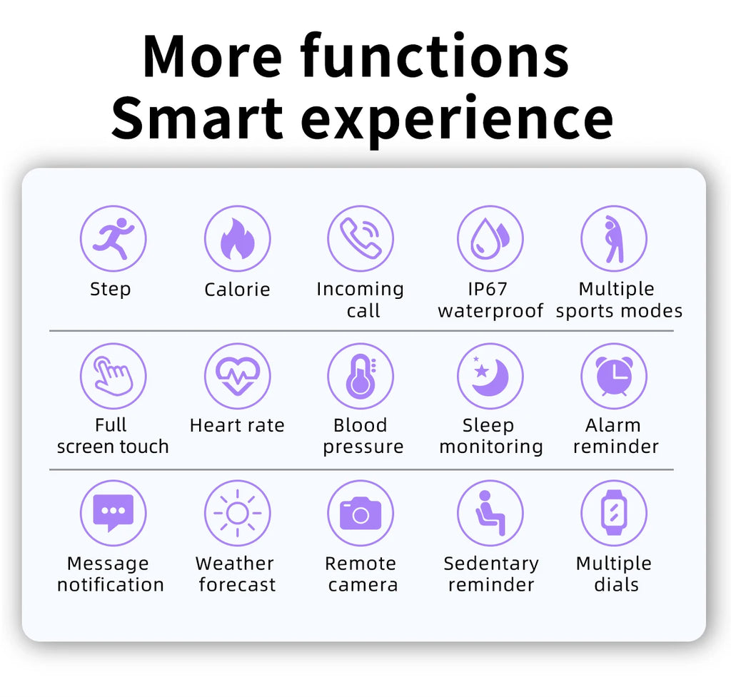 Montre Connectée Unisexe — Écran Tactile, Suivi Santé, Étanche IP67, Notifications
