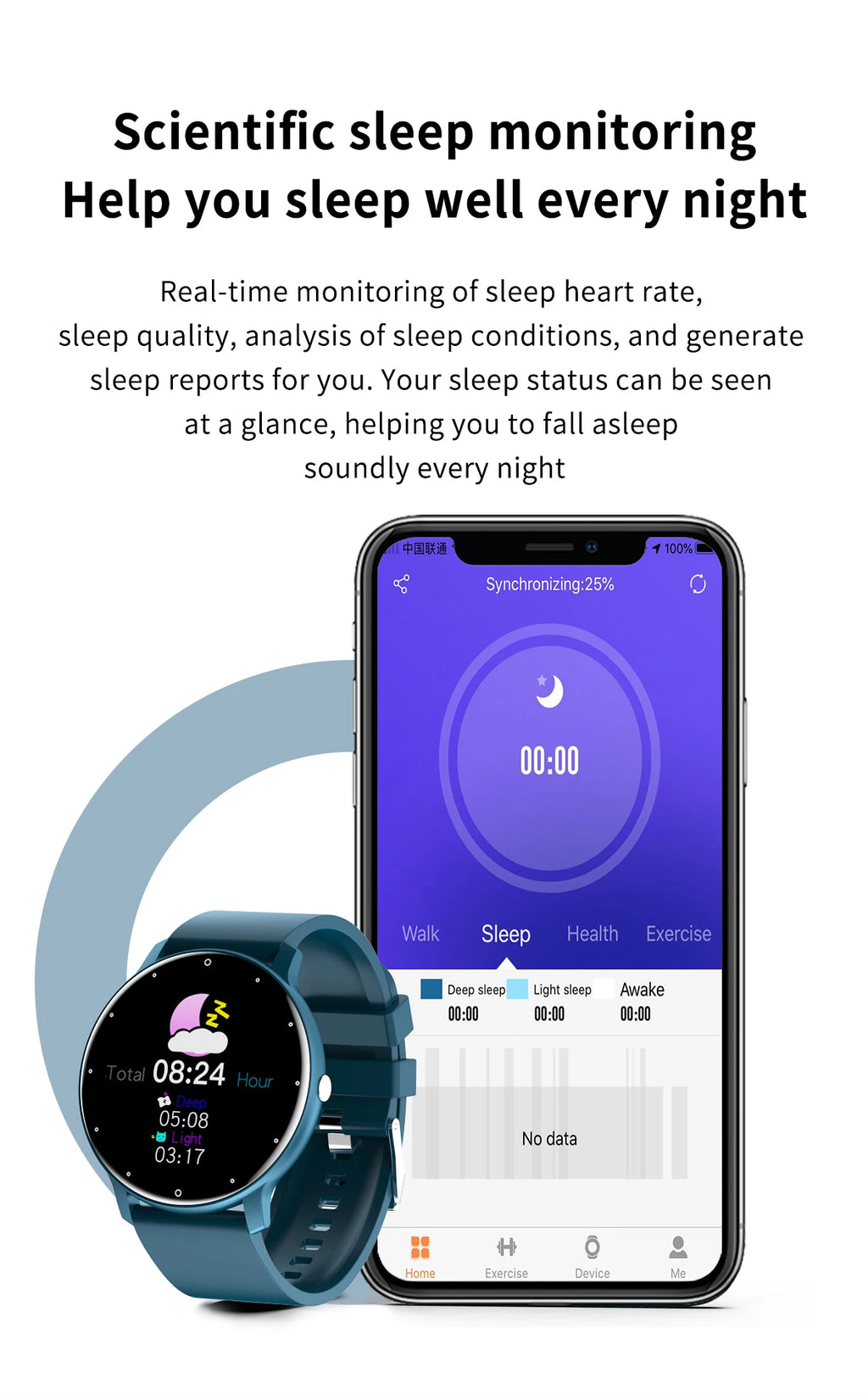 Montre Connectée Unisexe — Écran Tactile, Suivi Santé, Étanche IP67, Notifications