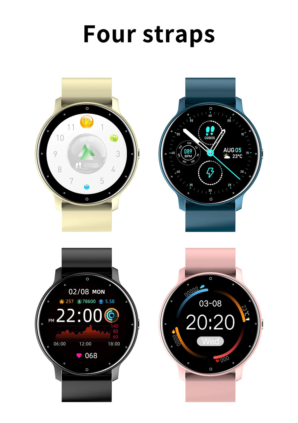 Montre Connectée Unisexe — Écran Tactile, Suivi Santé, Étanche IP67, Notifications