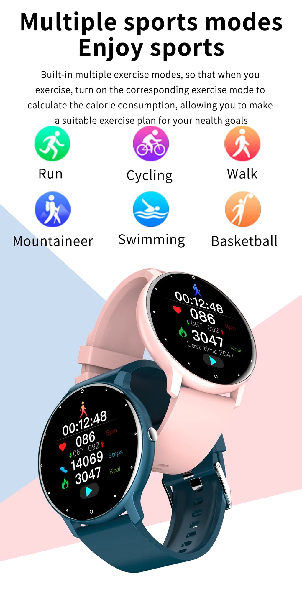 Montre Connectée Unisexe — Écran Tactile, Suivi Santé, Étanche IP67, Notifications
