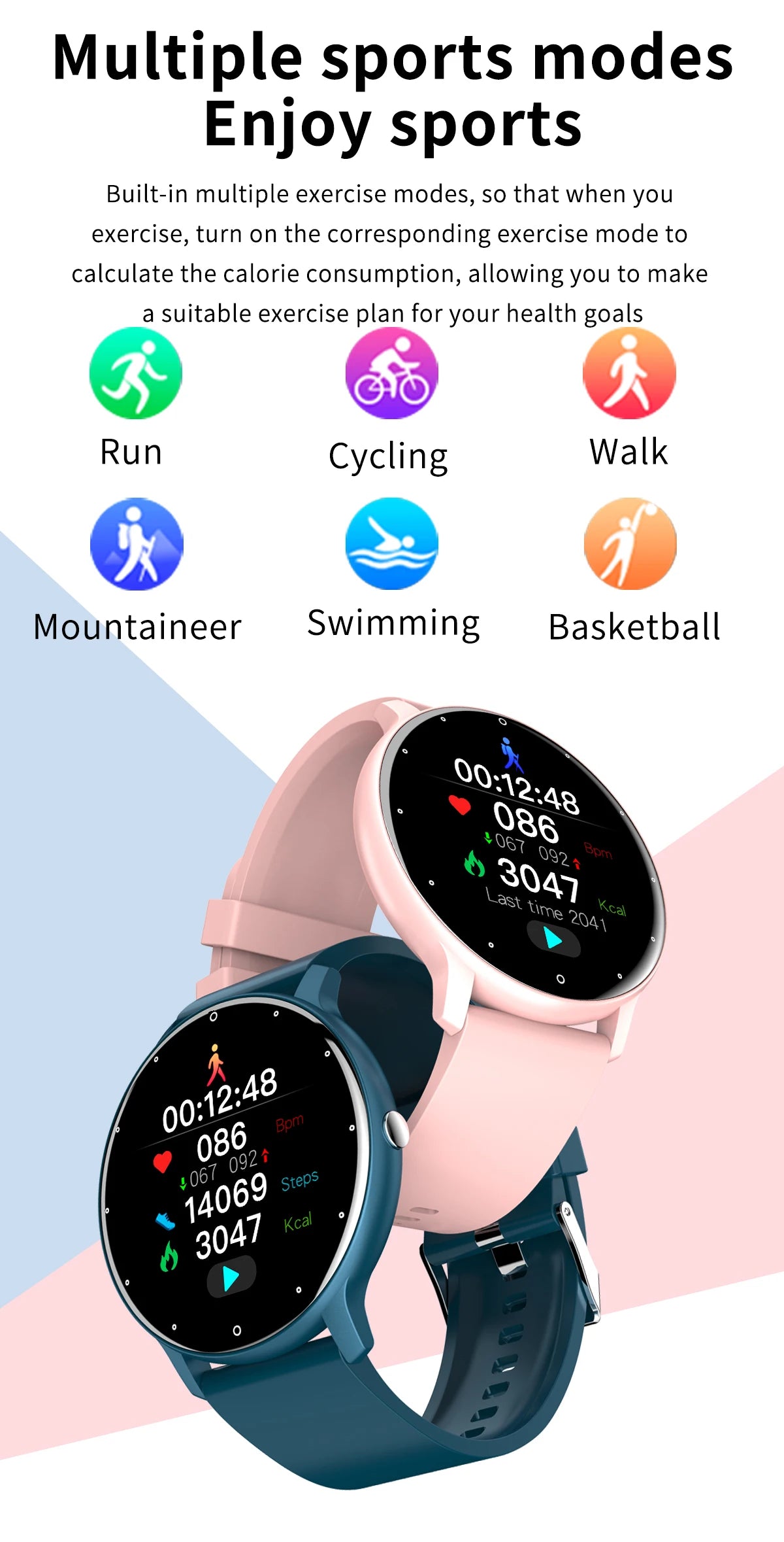 Montre Connectée Unisexe — Écran Tactile, Suivi Santé, Étanche IP67, Notifications