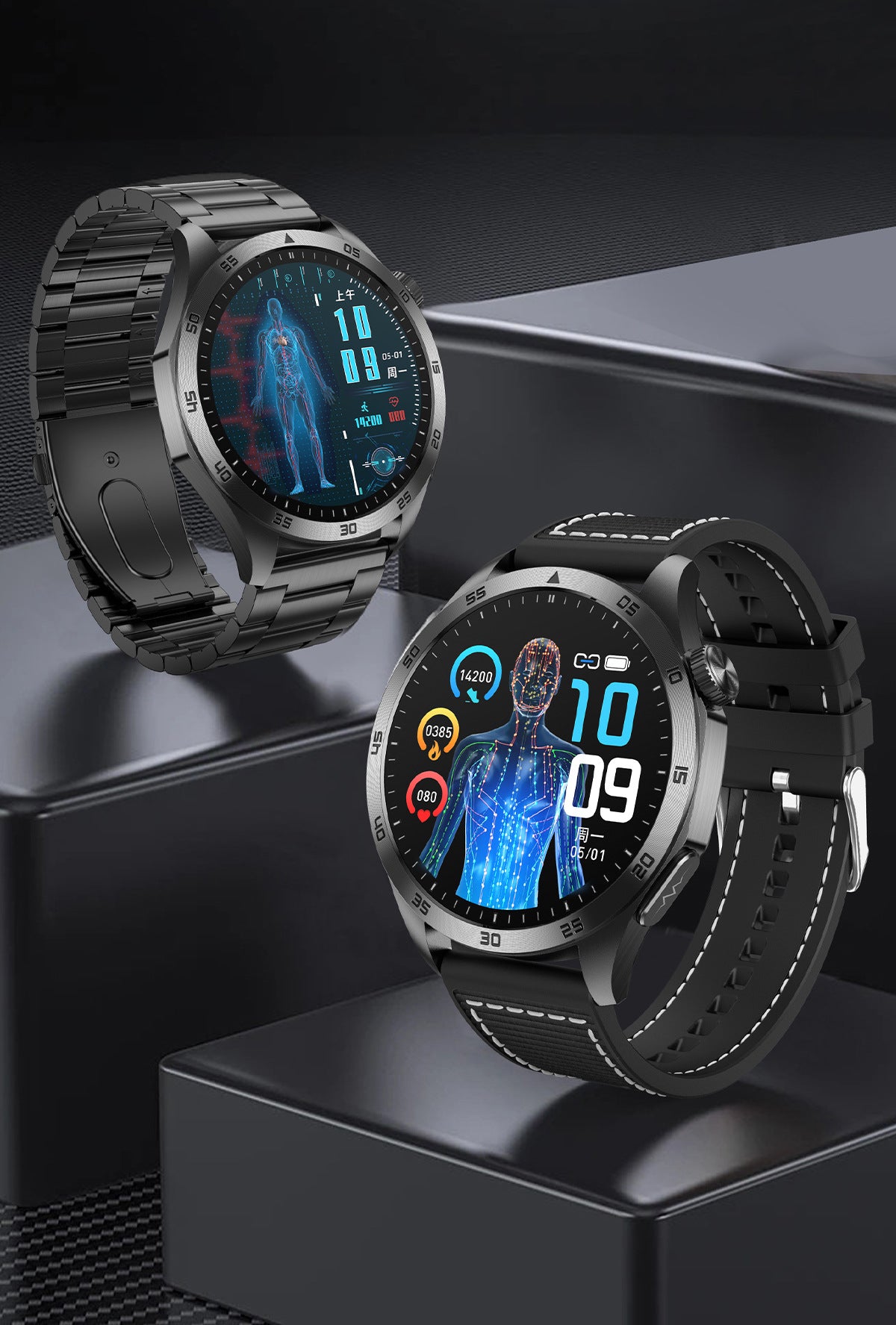 Montre Connectée ET485 — Écran AMOLED, Appels Bluetooth, ECG & Suivi Santé