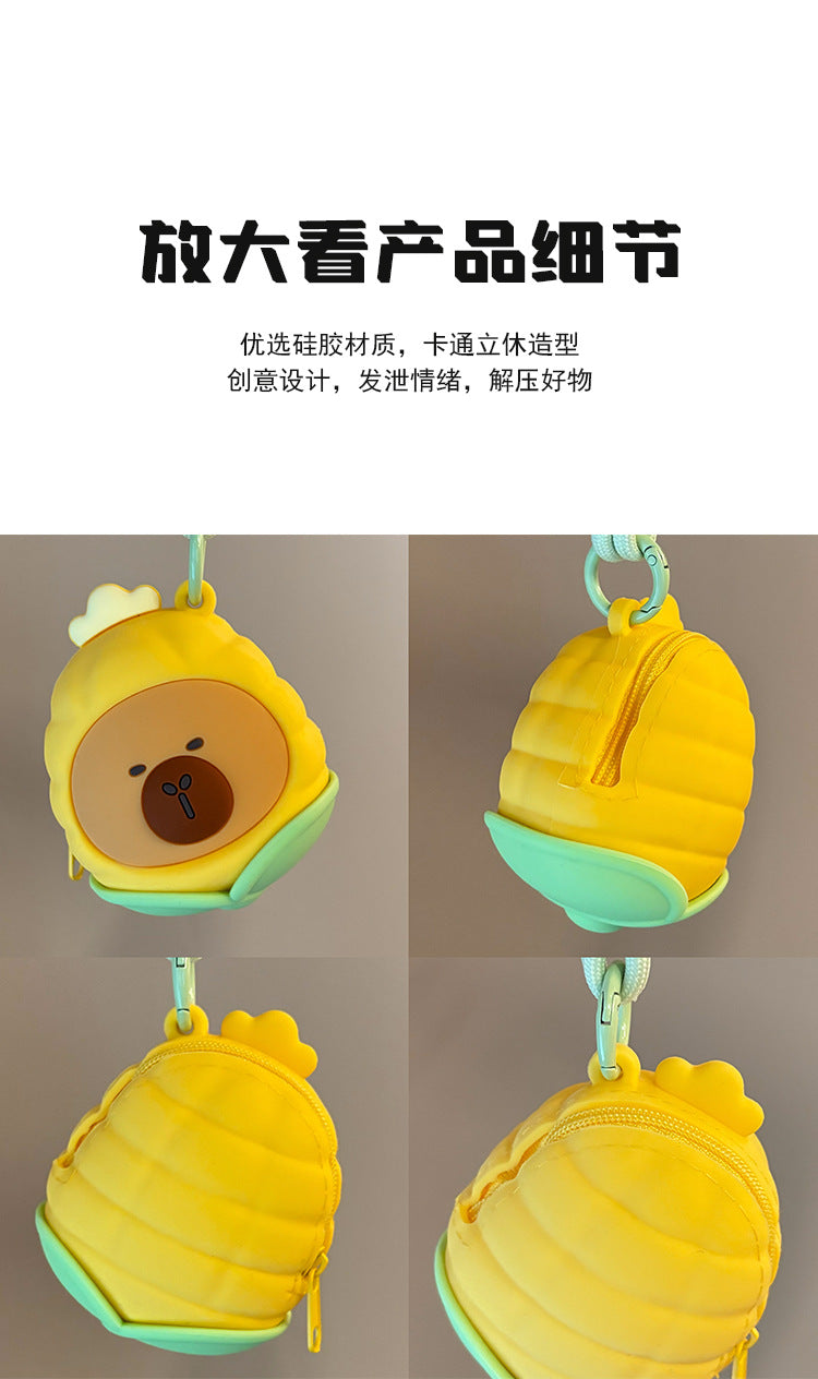 Porte-Monnaie Capybara Silicone — Mignon, Imperméable & Idéal Cadeau