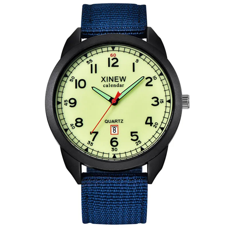 Montre Homme Sport Militaire — Bracelet Nylon, Quartz, Calendrier