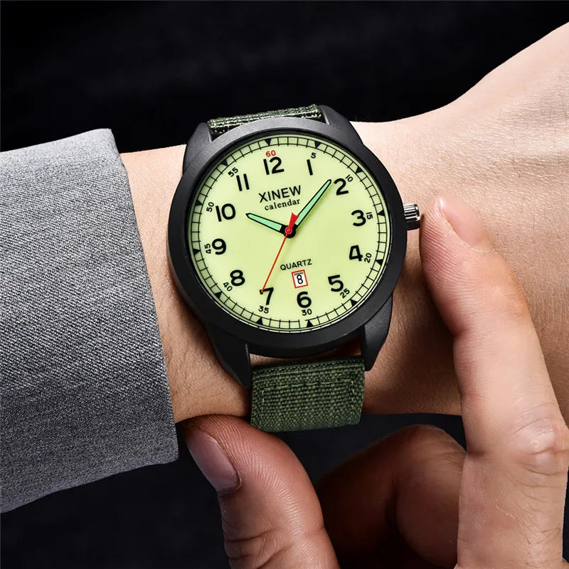 Montre Homme Sport Militaire — Bracelet Nylon, Quartz, Calendrier