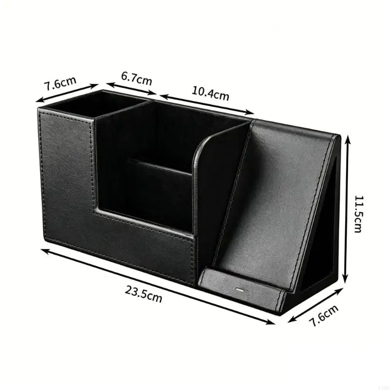 PU Leather Remote Stand With Built in Phone Charging Dock 10W Cordless Power Station For Home Offices Desk Organization F19E