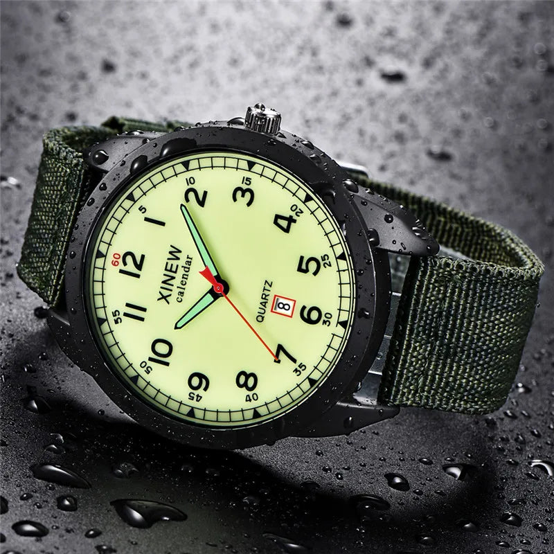 Montre Homme Sport Militaire — Bracelet Nylon, Quartz, Calendrier