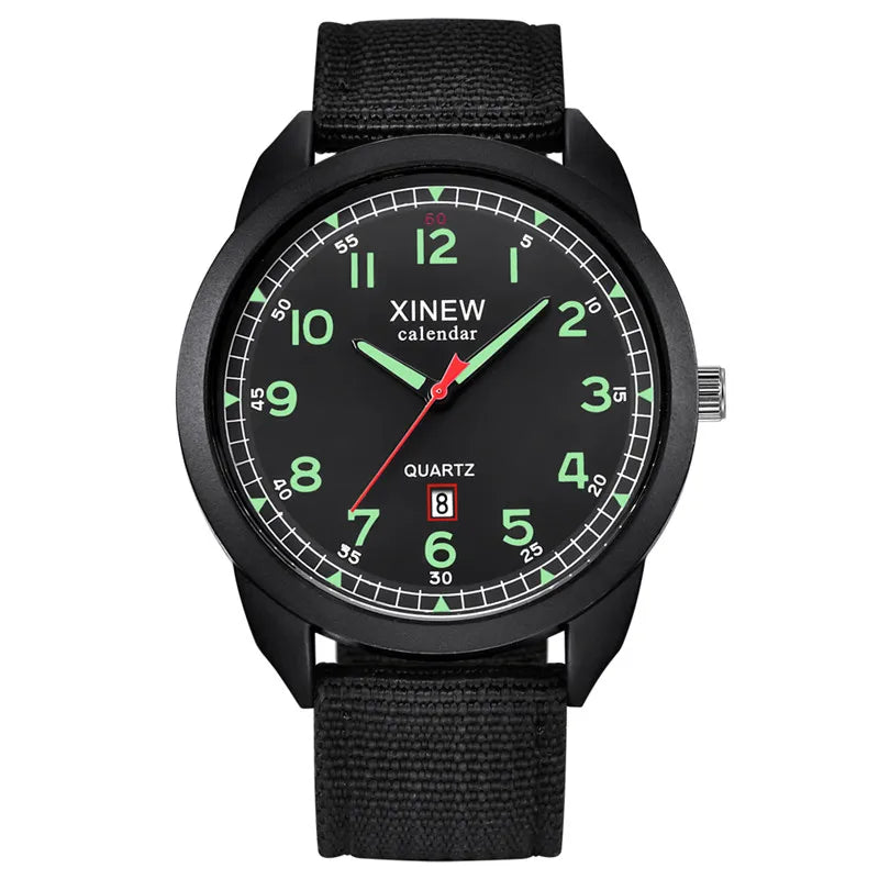 Montre Homme Sport Militaire — Bracelet Nylon, Quartz, Calendrier