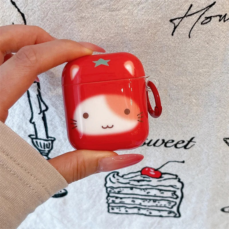 Coque AirPods Design Cartoon Chat – Avec Crochet, Compatible 1/2/3/4/Pro