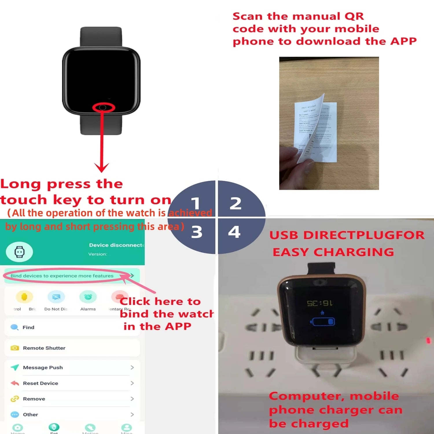 Bracelet Connecté Fitness — Suivi Santé, Notifications, Compatible iOS & Android