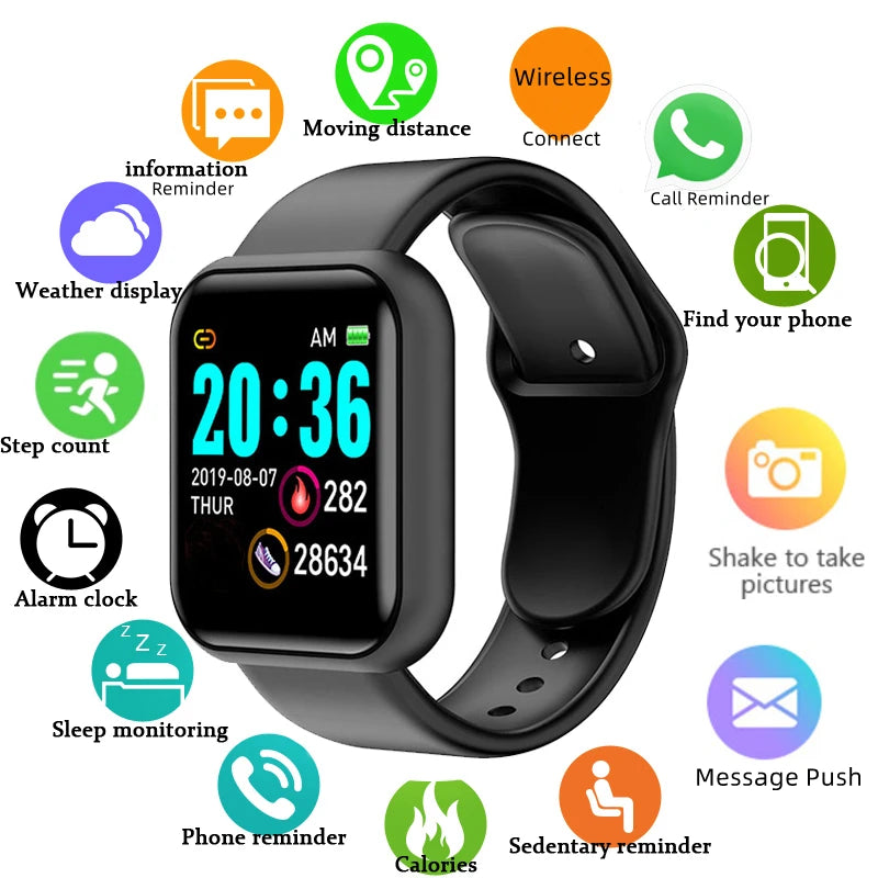 Bracelet Connecté Fitness — Suivi Santé, Notifications, Compatible iOS & Android