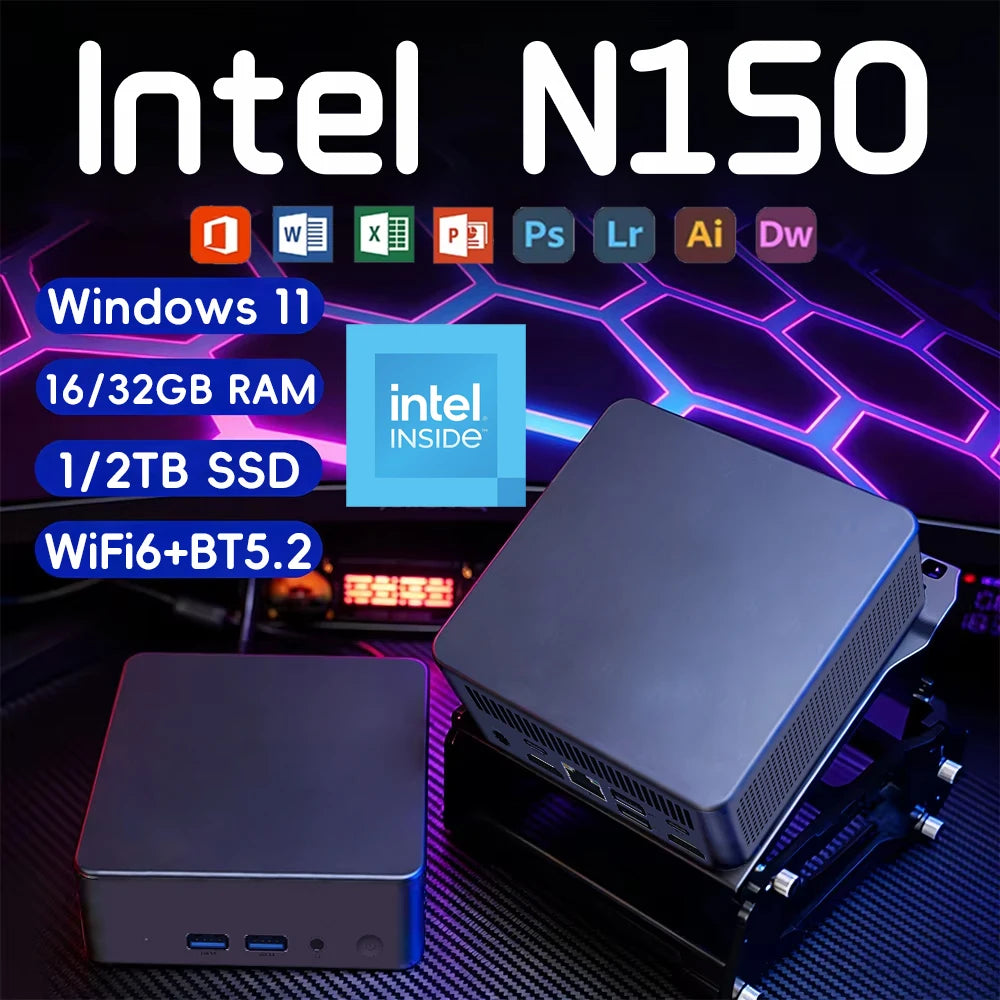 Mini PC Intel N150 ZHUJI – Windows 11, WiFi 6, SSD jusqu’à 2TB