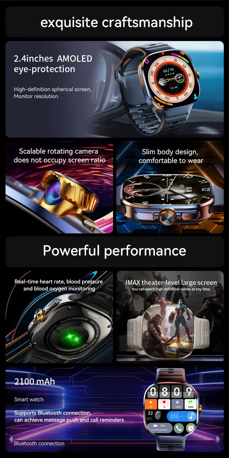 Montre Android 4G M99 — Écran AMOLED 2,4", Caméra Rotative, WiFi, GPS, SIM