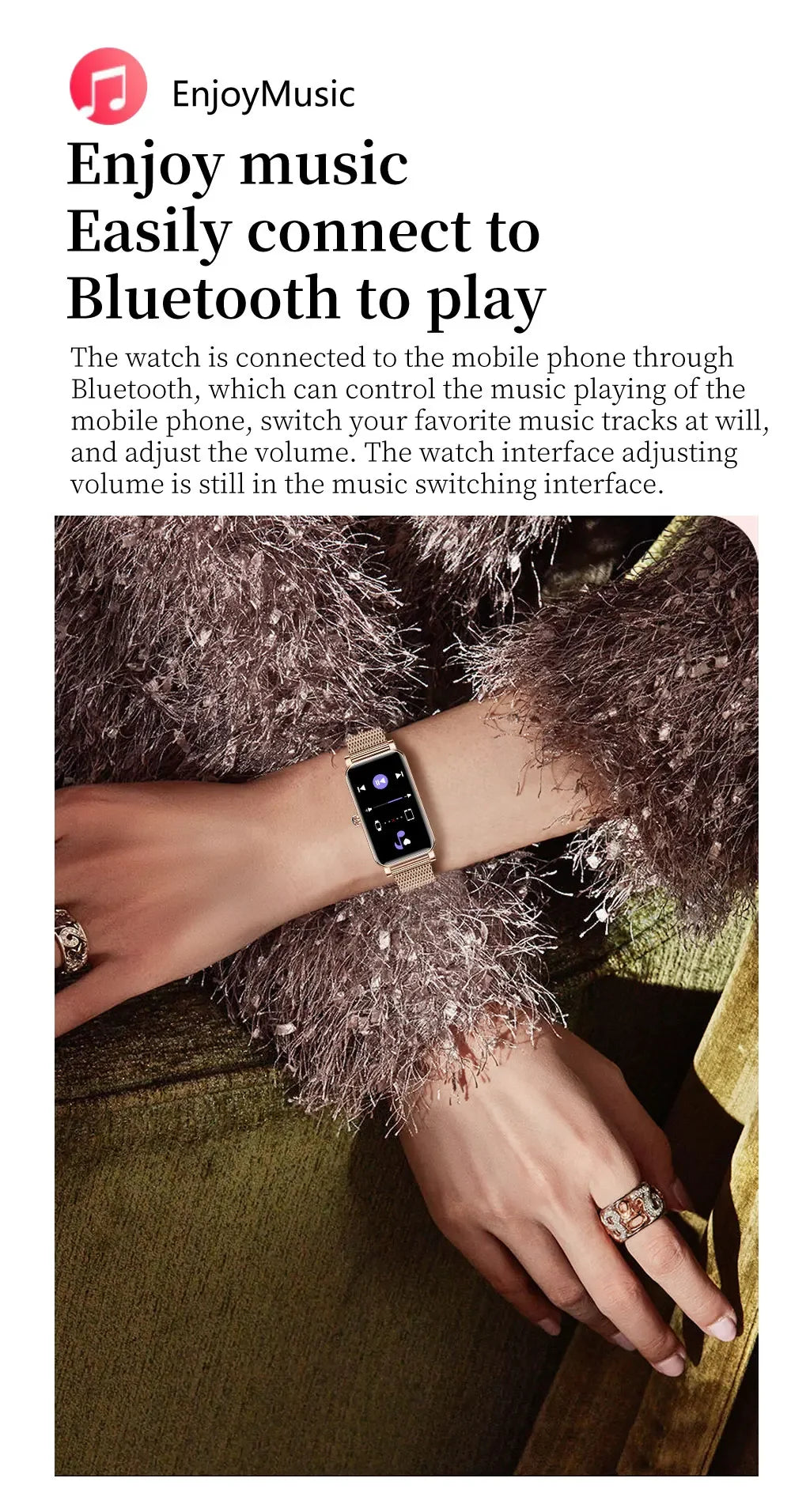 Montre Connectée Femme Luxe — AMOLED 1,45", IP68, 107 Sports, NFC, Appels Bluetooth