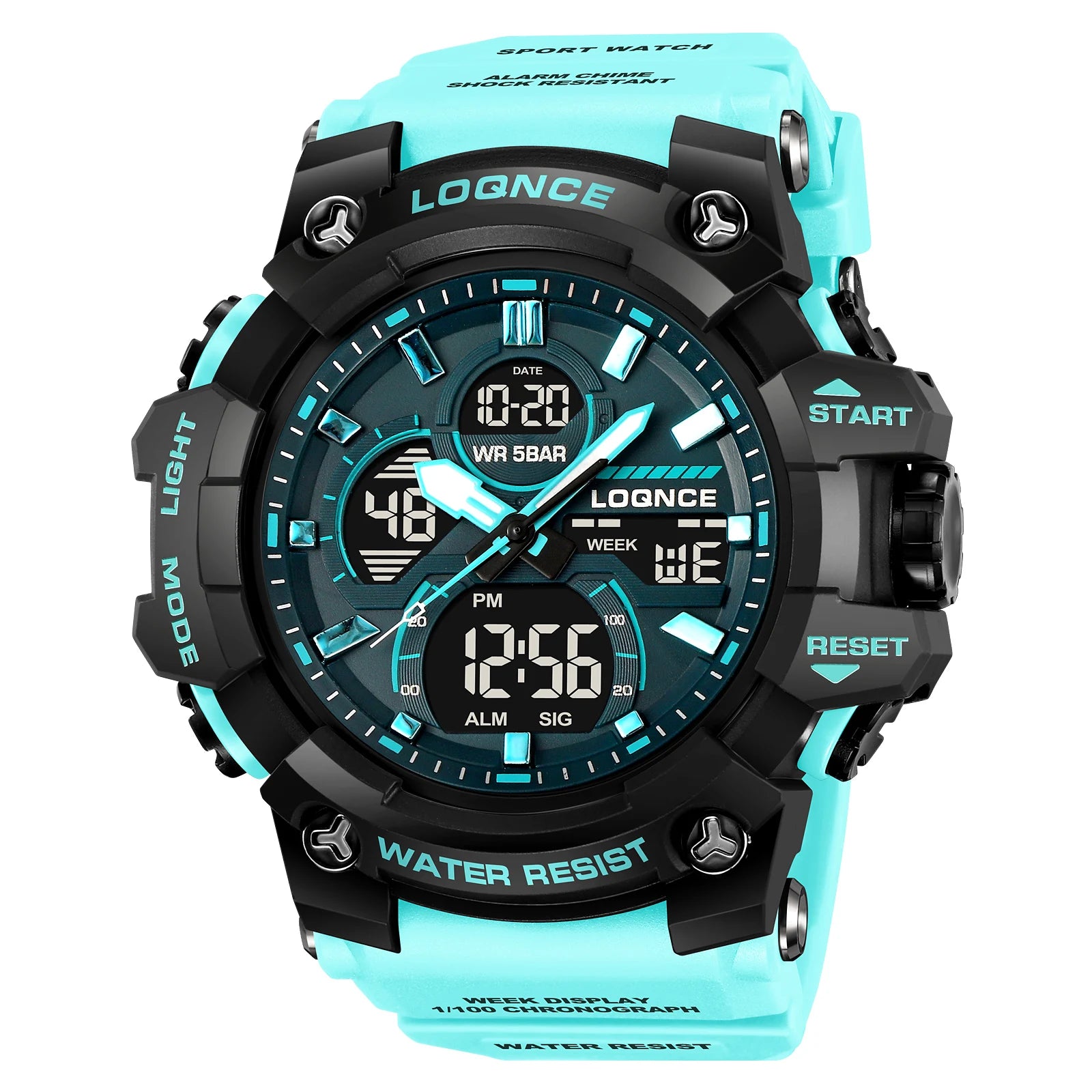 Montre Sport Homme Chronographe — Double Affichage LED, Résistante à l'Eau