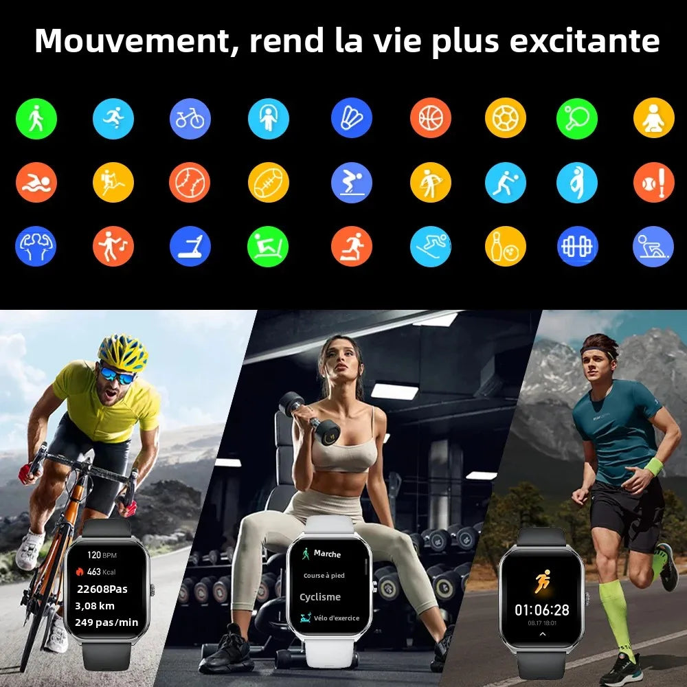 Montre Connectée Ultra-Fine — Écran AMOLED 1,96", Appels Bluetooth, Suivi Santé
