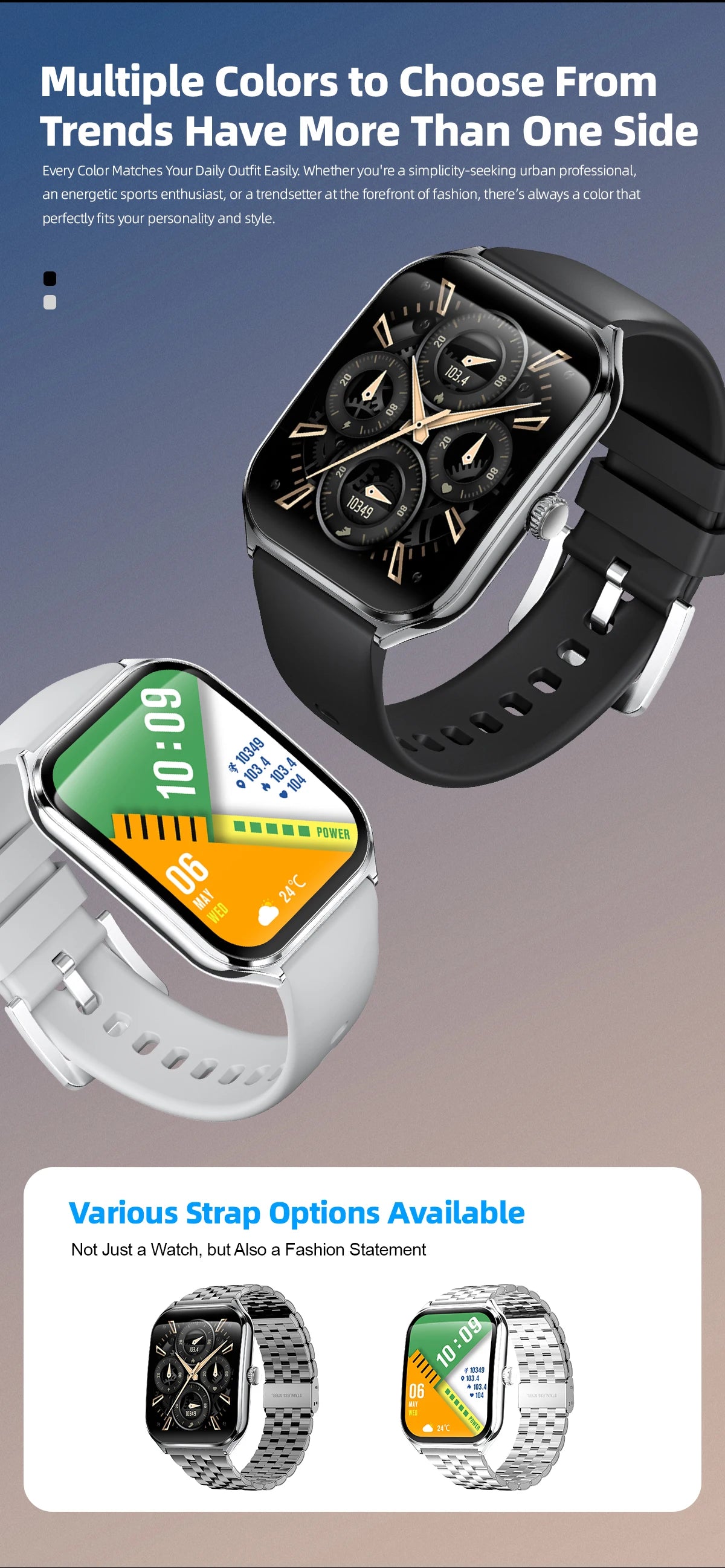 Montre Connectée Ultra-Fine — Écran AMOLED 1,96", Appels Bluetooth, Suivi Santé