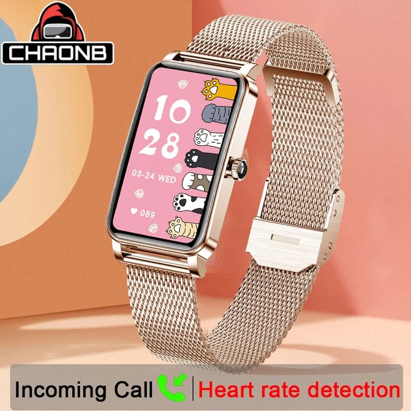 Montre Connectée Femme Luxe — AMOLED 1,45", IP68, 107 Sports, NFC, Appels Bluetooth