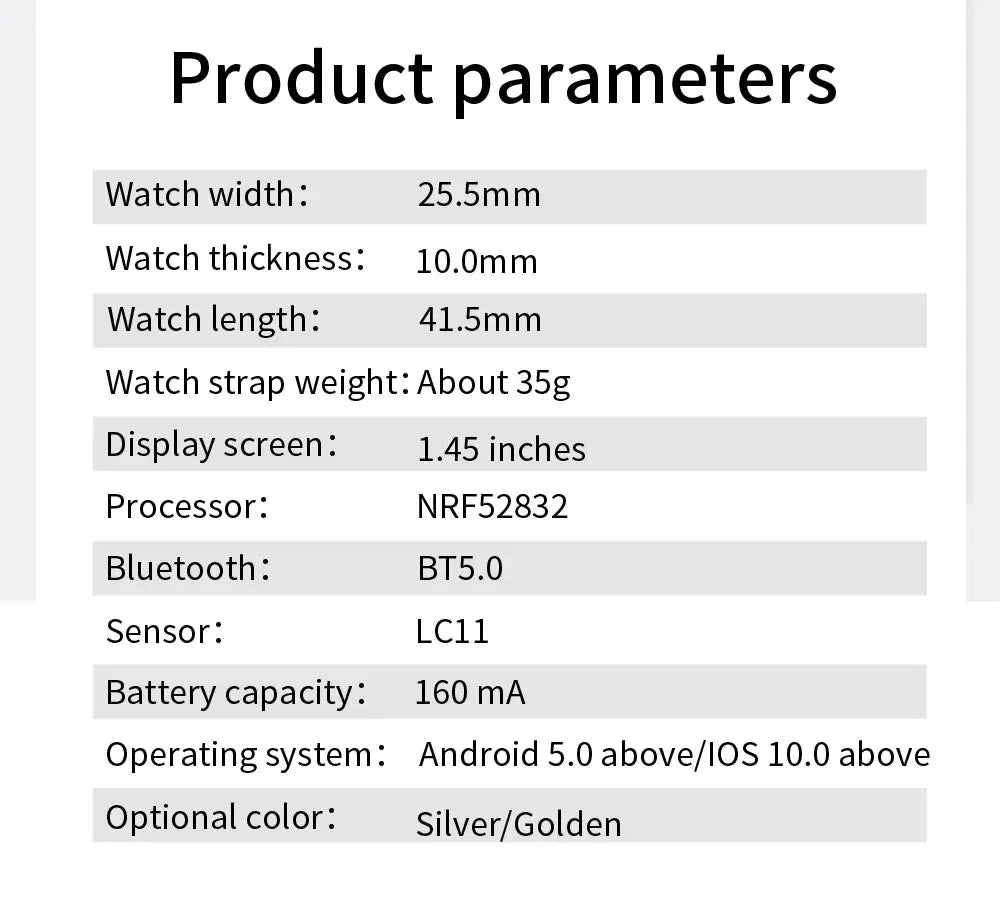 Montre Connectée Femme Luxe — AMOLED 1,45", IP68, 107 Sports, NFC, Appels Bluetooth