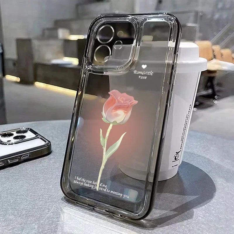 Coque iPhone Transparente Motif Tulipe – Compatible iPhone 7 au 17 Pro Max, Silicone Anti-Chocs