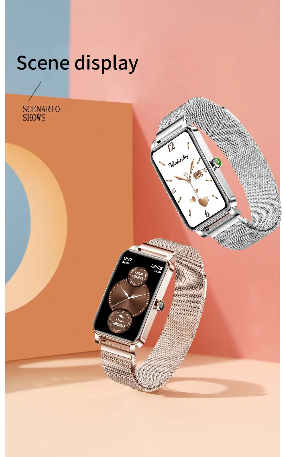Montre Connectée Femme Luxe — AMOLED 1,45", IP68, 107 Sports, NFC, Appels Bluetooth
