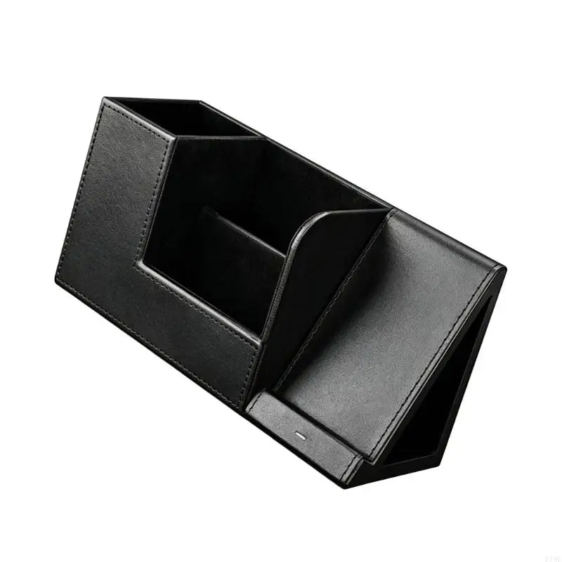PU Leather Remote Stand With Built in Phone Charging Dock 10W Cordless Power Station For Home Offices Desk Organization F19E