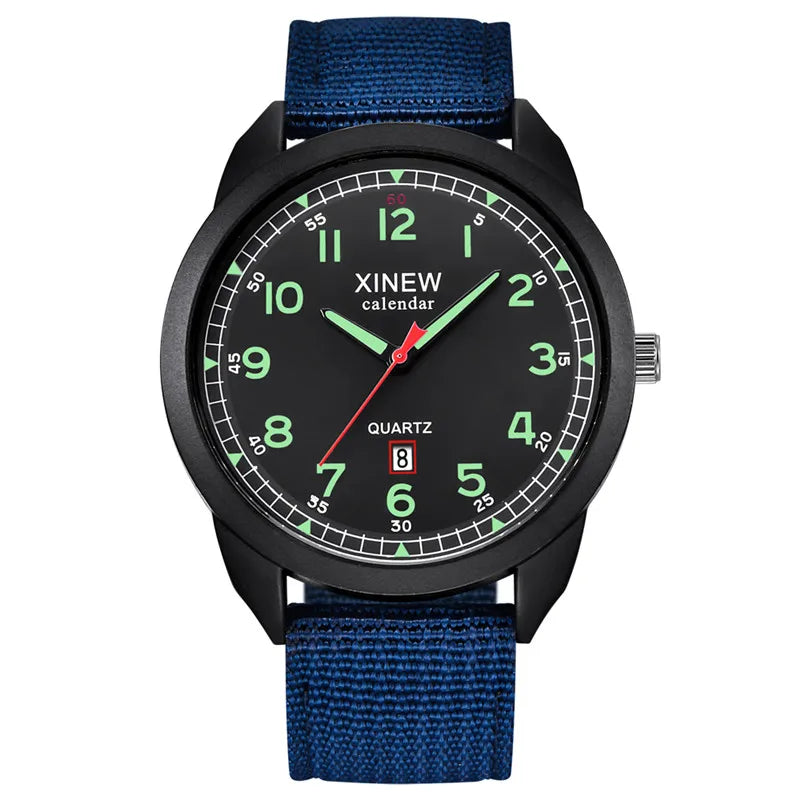 Montre Homme Sport Militaire — Bracelet Nylon, Quartz, Calendrier