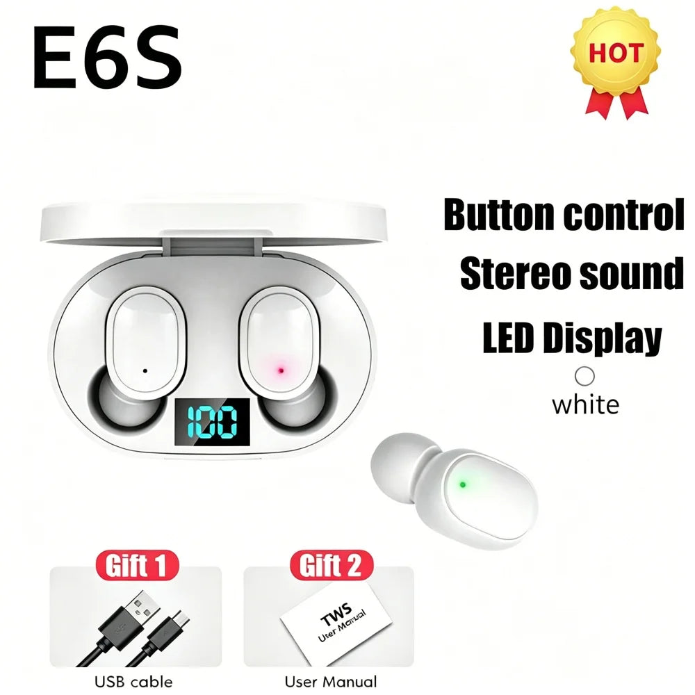 Earbloom Écouteurs E6S Bluetooth – Affichage digital batterie – Réduction de bruit ANC