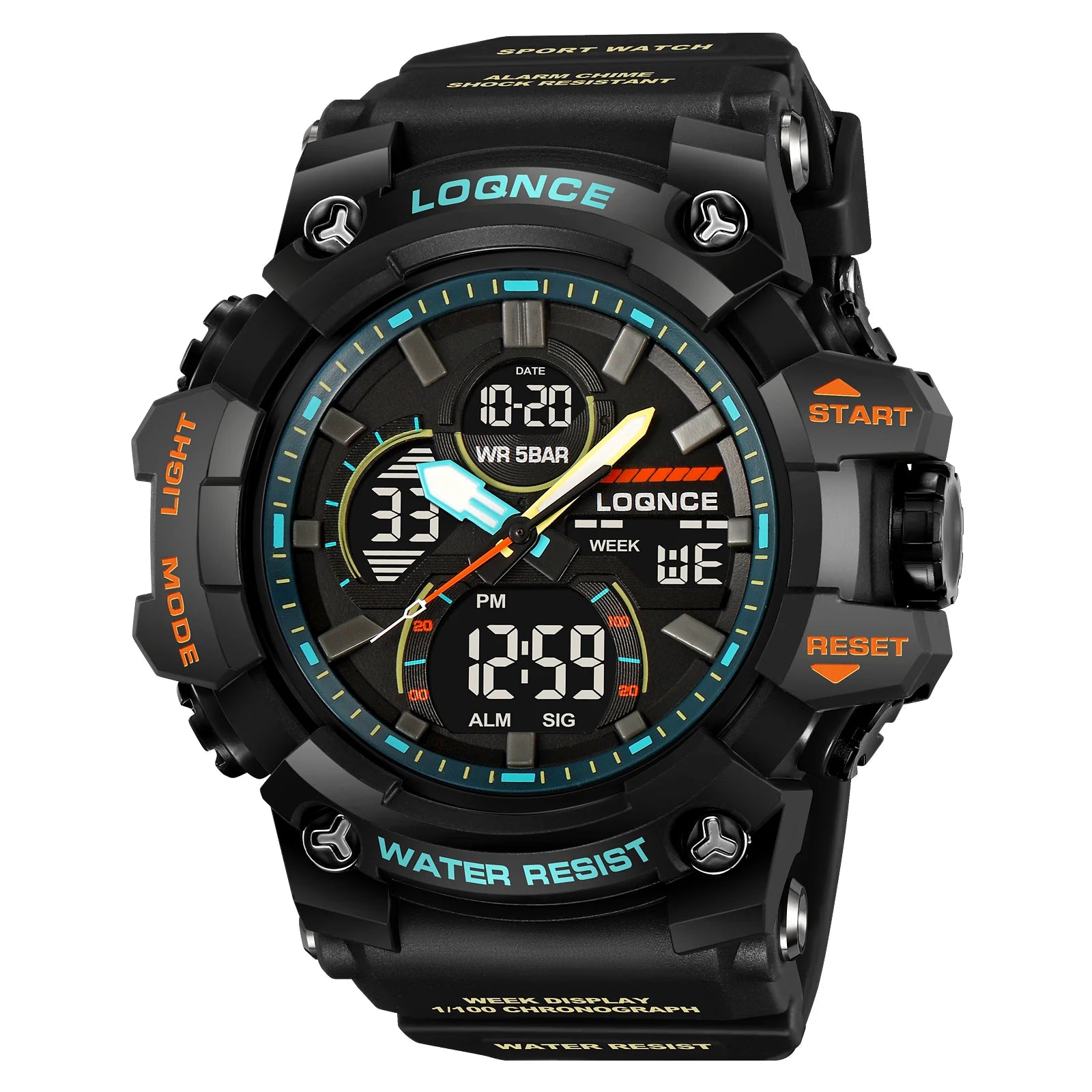 Montre Sport Homme Chronographe — Double Affichage LED, Résistante à l'Eau