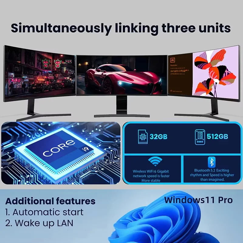 Mini PC Intel Core i9 / i3 – Windows 11, WiFi 6, SSD jusqu’à 2TB