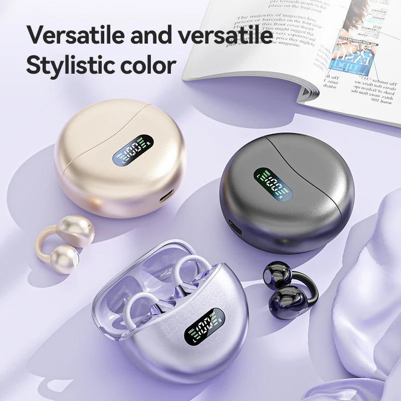 Earbloom Écouteurs conduction osseuse Bluetooth 5.4 – HiFi étanche – Affichage digital