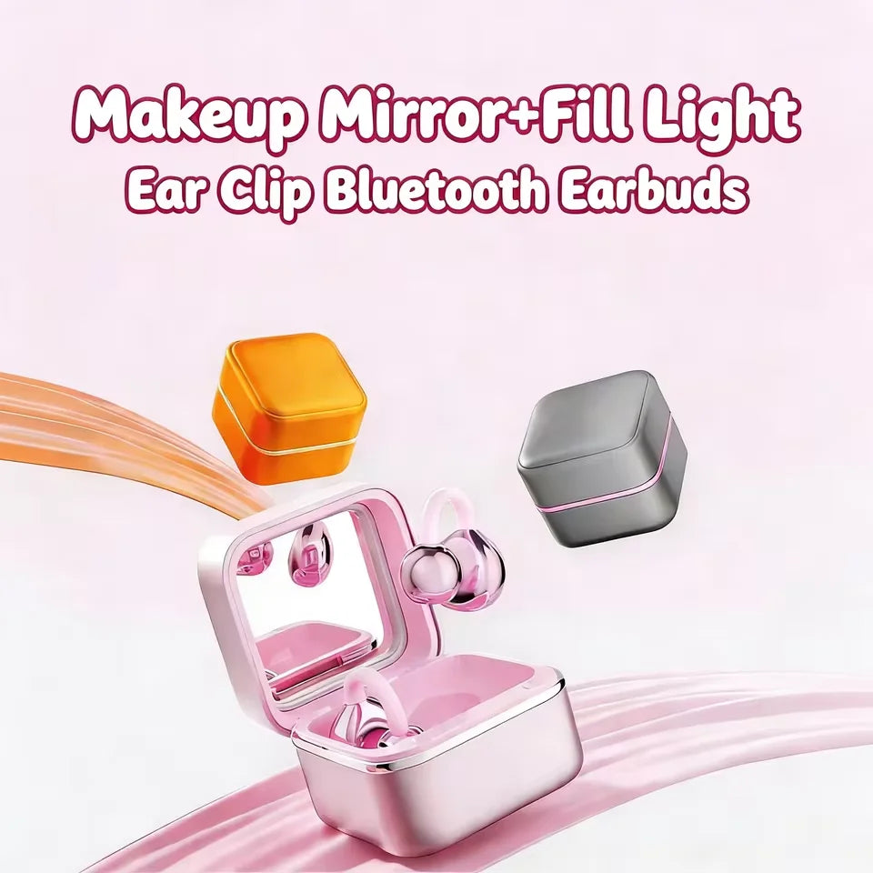 Earbloom Écouteurs clip Bluetooth 6.0 – Boîtier miroir – Design exclusif TWS