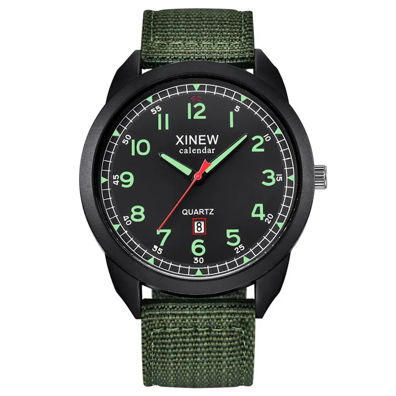 Montre Homme Sport Militaire — Bracelet Nylon, Quartz, Calendrier