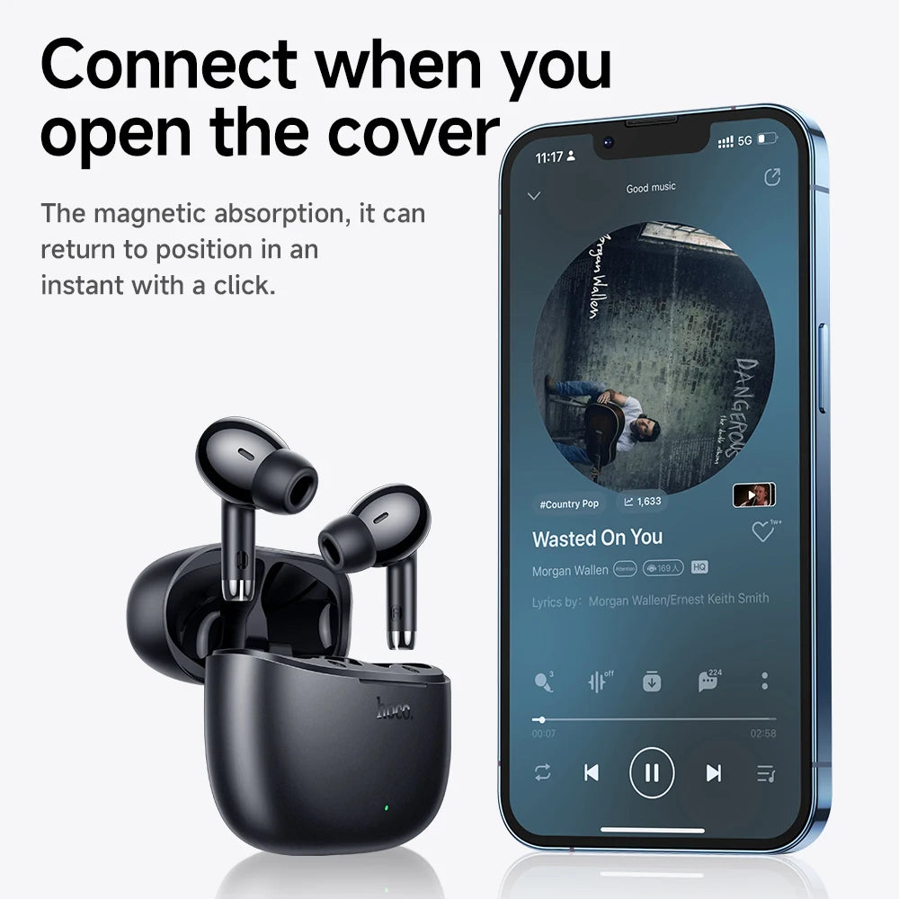 HOCO EQ2 Écouteurs sans fil Bluetooth 5.3 – Contrôle tactile – Compatible iOS Android