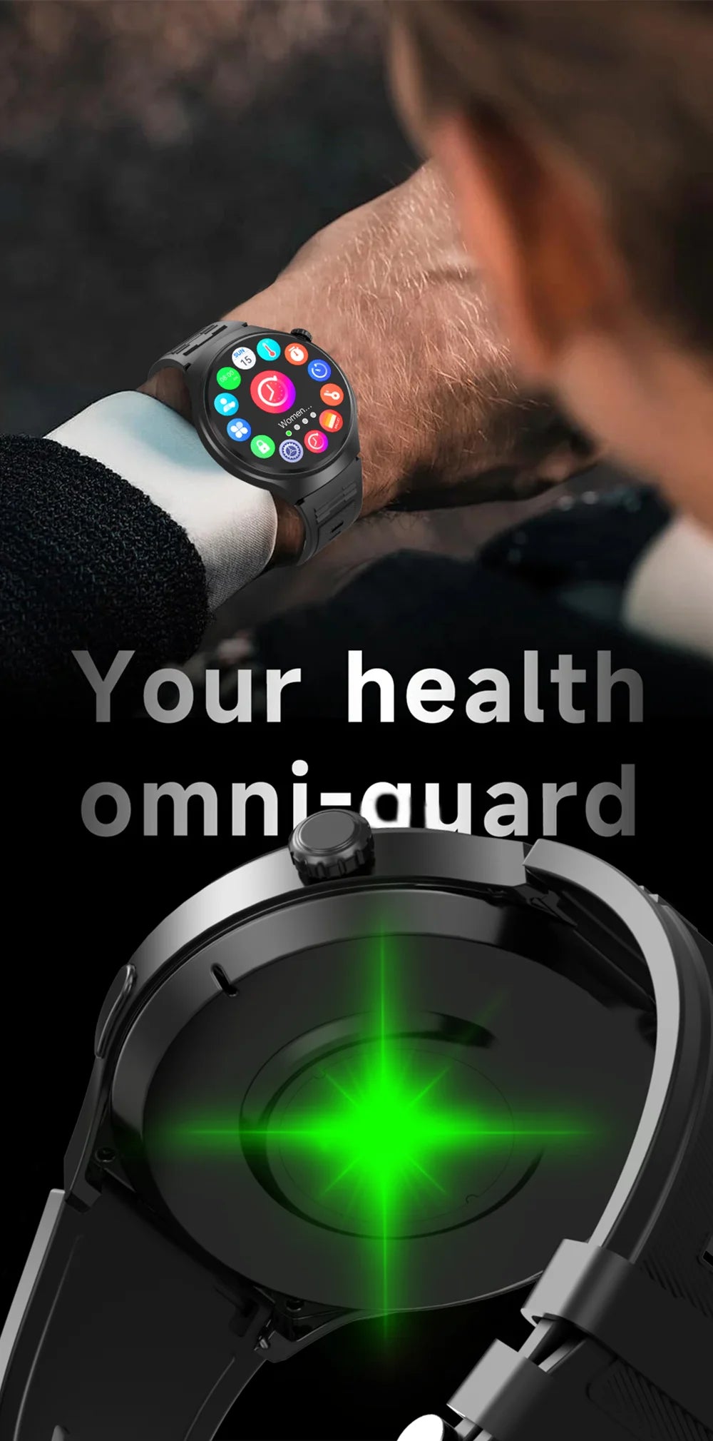 Montre Connectée Homme HD 1,52" — Verre Saphir, Appels Bluetooth, Assistant Vocal, 100+ Cadrans