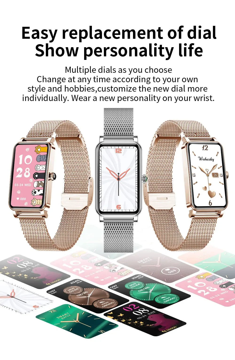 Montre Connectée Femme Luxe — AMOLED 1,45", IP68, 107 Sports, NFC, Appels Bluetooth