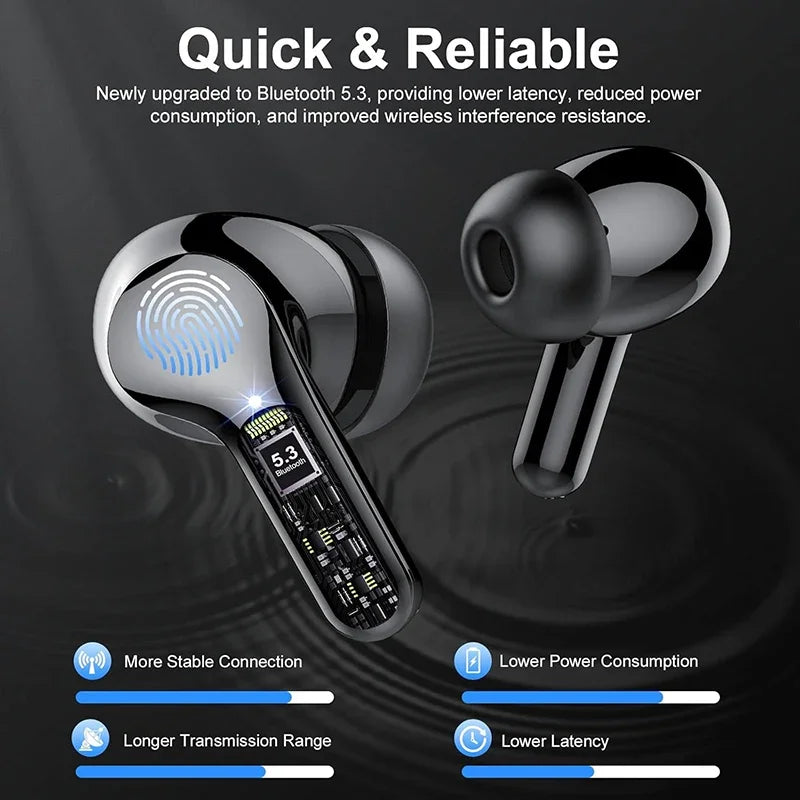 Écouteurs HiFi ENC affichage LED étanches IP7