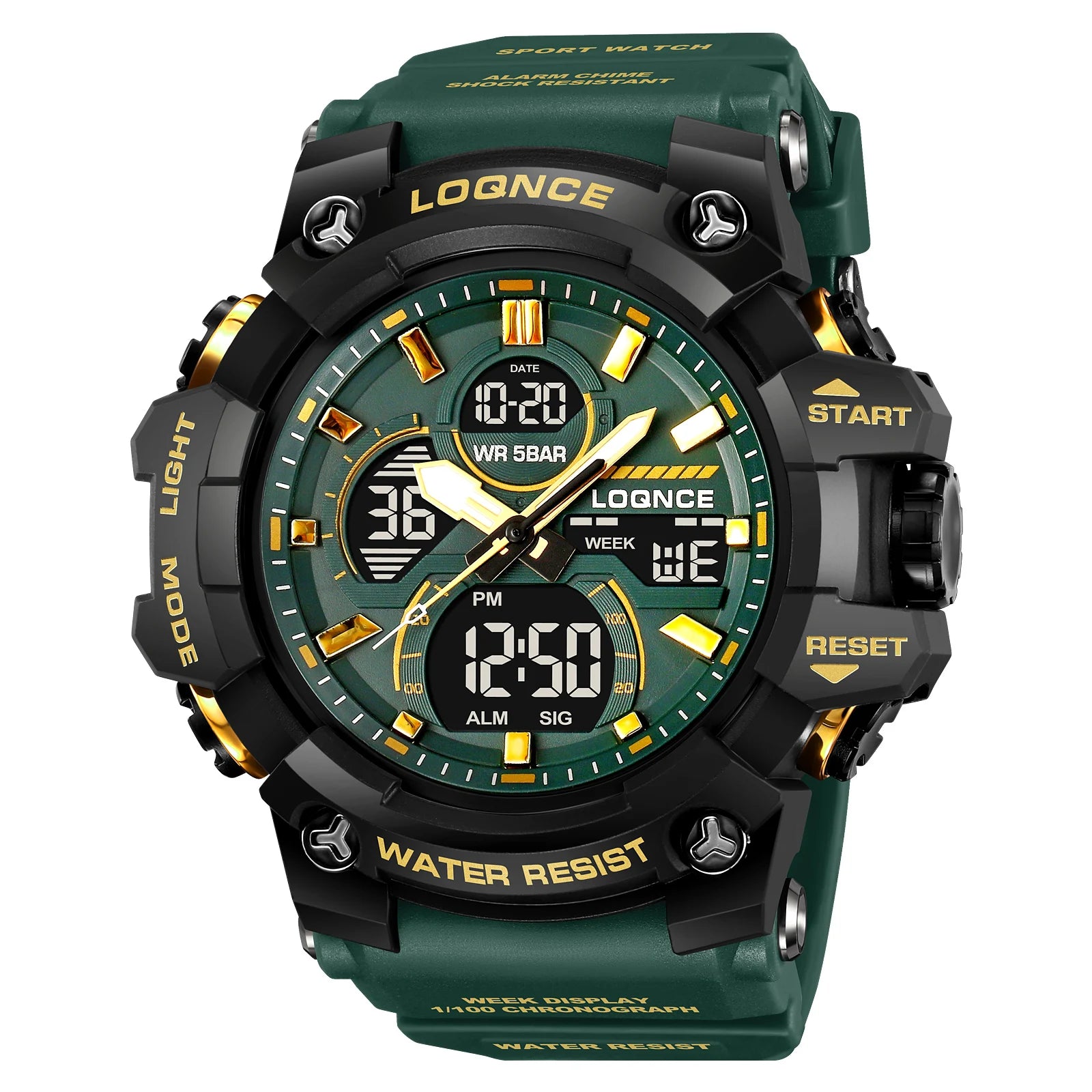 Montre Sport Homme Chronographe — Double Affichage LED, Résistante à l'Eau