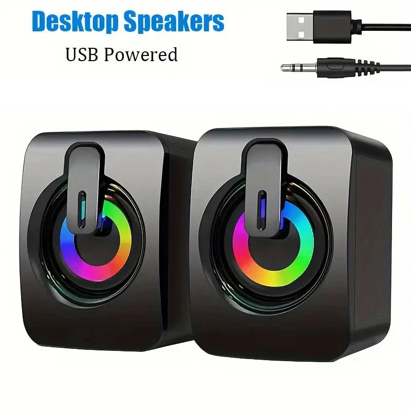 Enceintes PC USB Stéréo – Son HIFI, LED, Compatible Laptop & Desktop