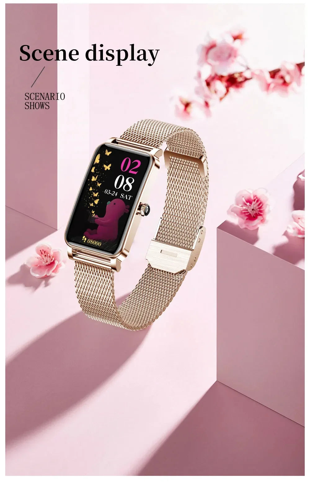 Montre Connectée Femme Luxe — AMOLED 1,45", IP68, 107 Sports, NFC, Appels Bluetooth
