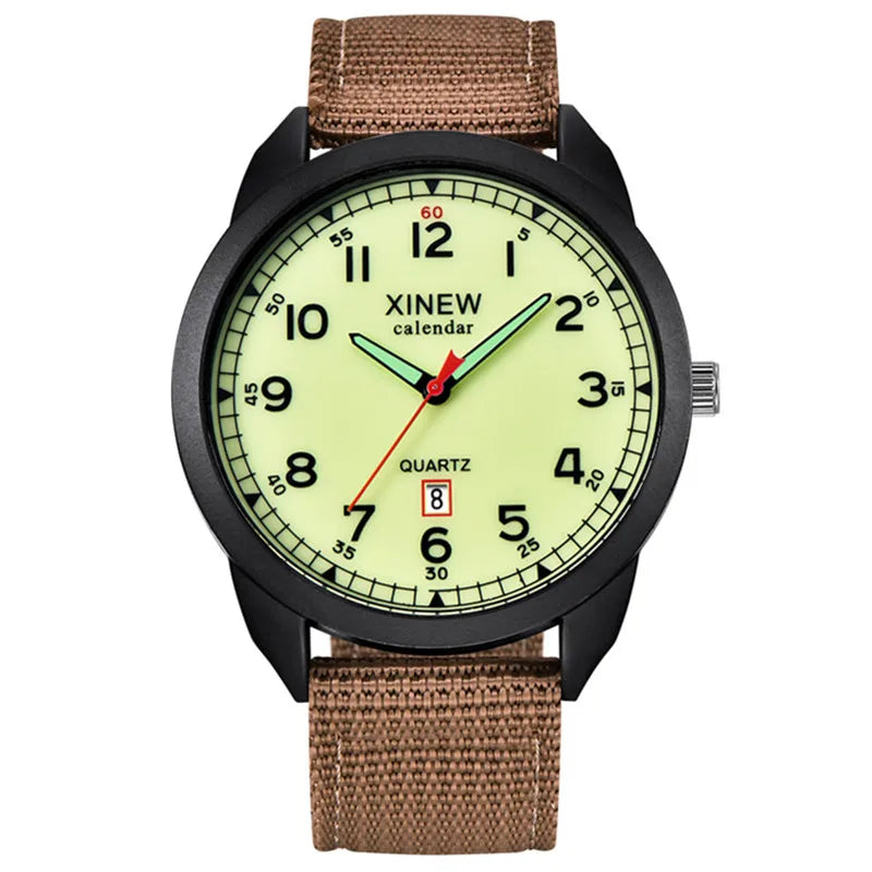 Montre Homme Sport Militaire — Bracelet Nylon, Quartz, Calendrier