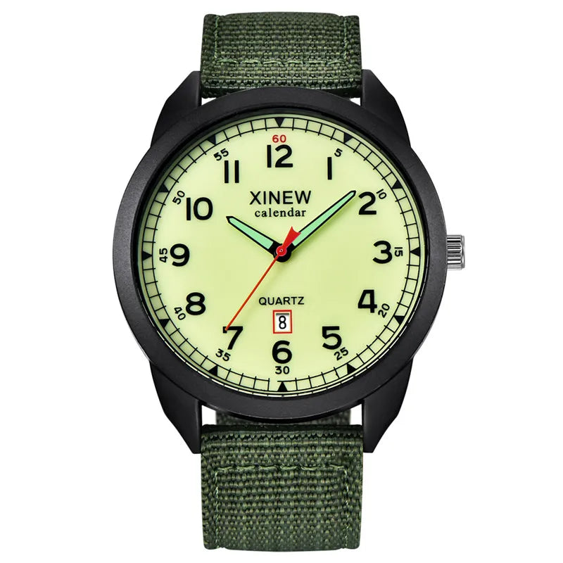 Montre Homme Sport Militaire — Bracelet Nylon, Quartz, Calendrier
