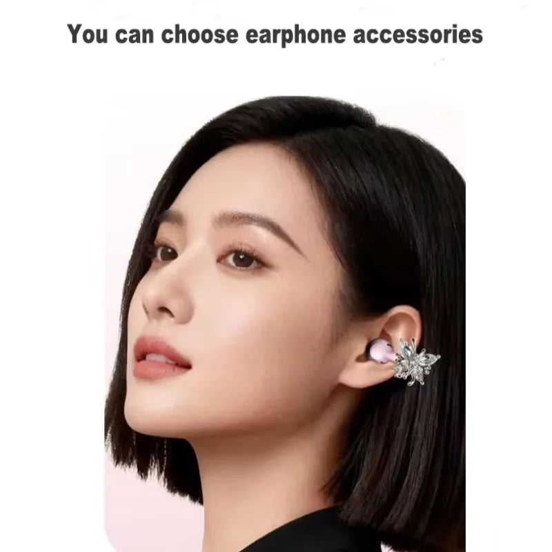 Earbloom Écouteurs clip Bluetooth 6.0 – Boîtier miroir – Design exclusif TWS