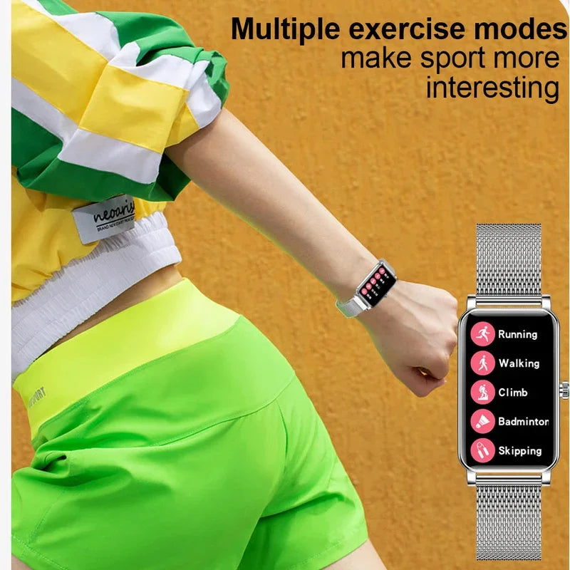 Montre Connectée Femme Luxe — AMOLED 1,45", IP68, 107 Sports, NFC, Appels Bluetooth