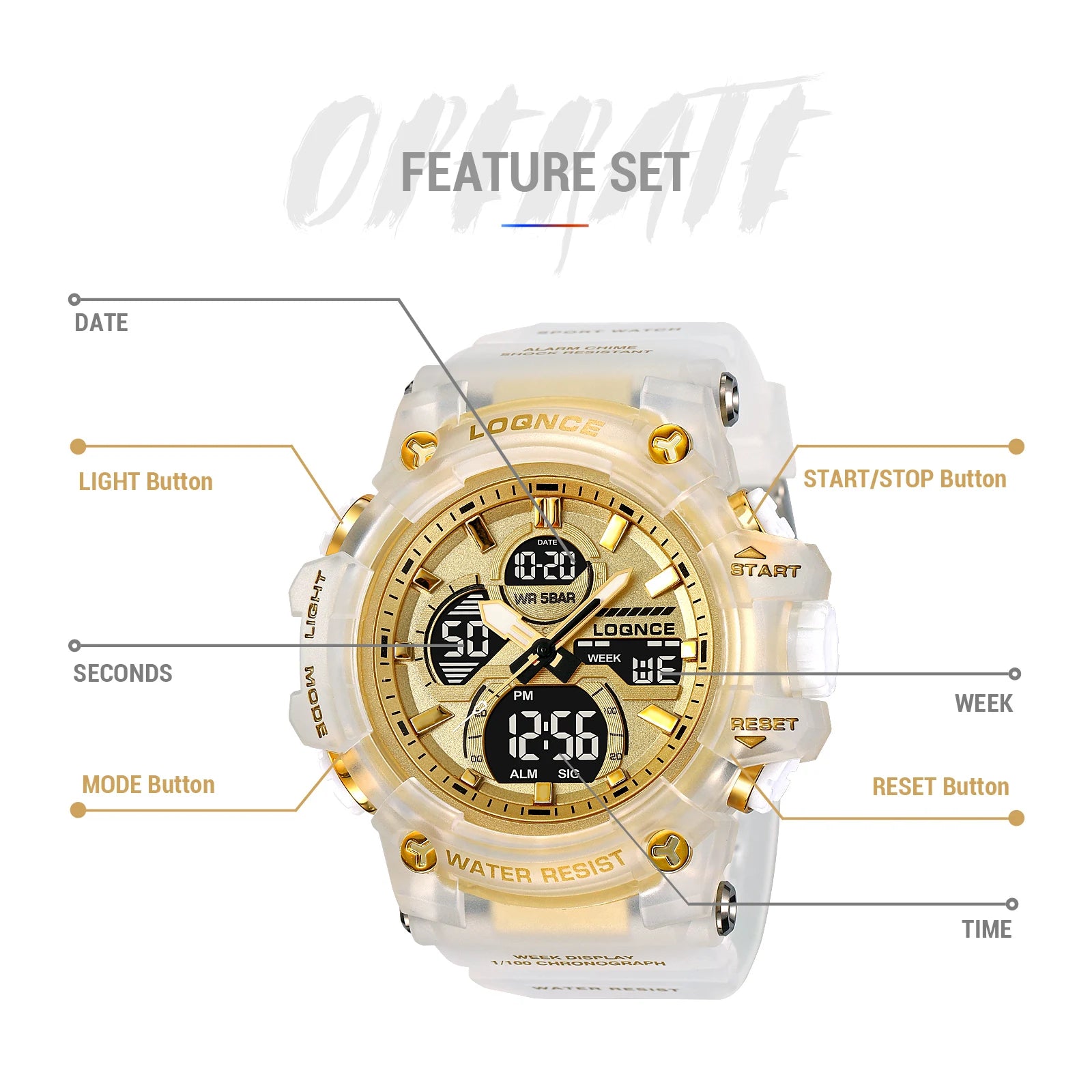 Montre Sport Homme Chronographe — Double Affichage LED, Résistante à l'Eau