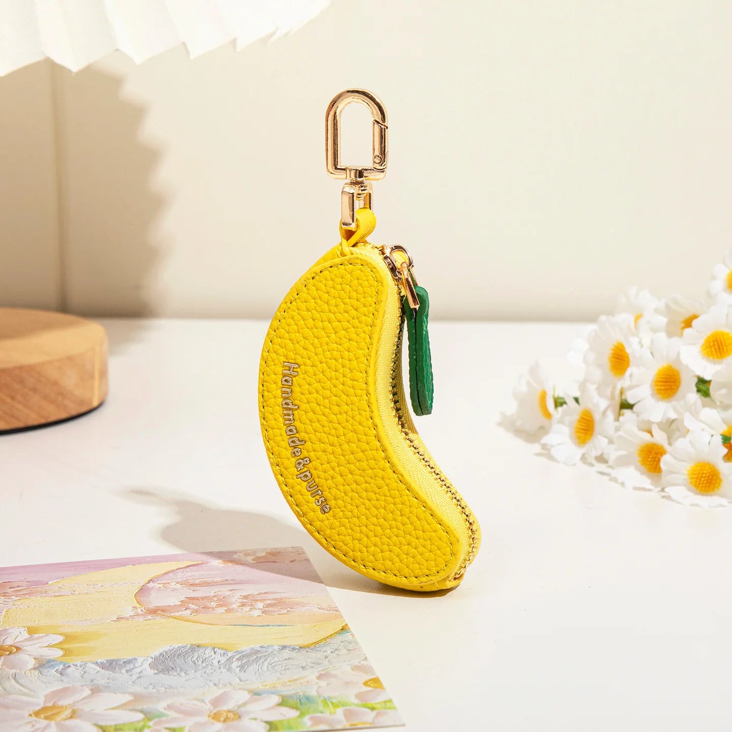  Cute Fruit Shape Mini Coin Purse with Keychain, Portable Zipper Leather Earphone Bag Pendant Wallet for Women Girls