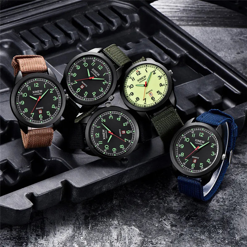 Montre Homme Sport Militaire — Bracelet Nylon, Quartz, Calendrier