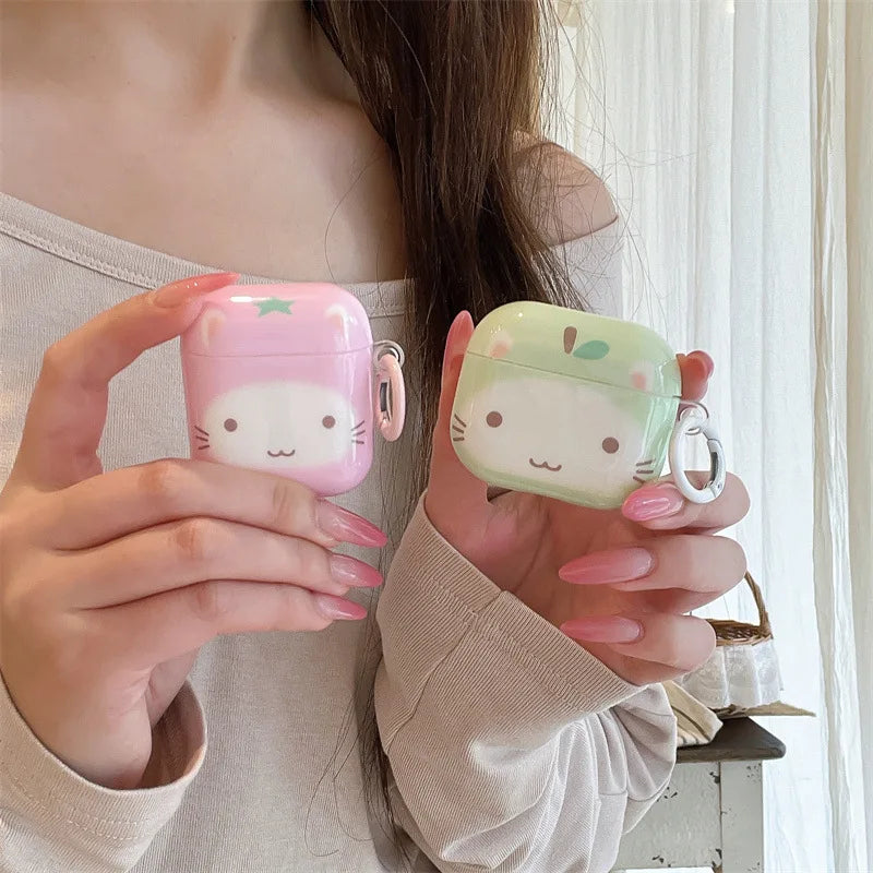 Coque AirPods Design Cartoon Chat – Avec Crochet, Compatible 1/2/3/4/Pro